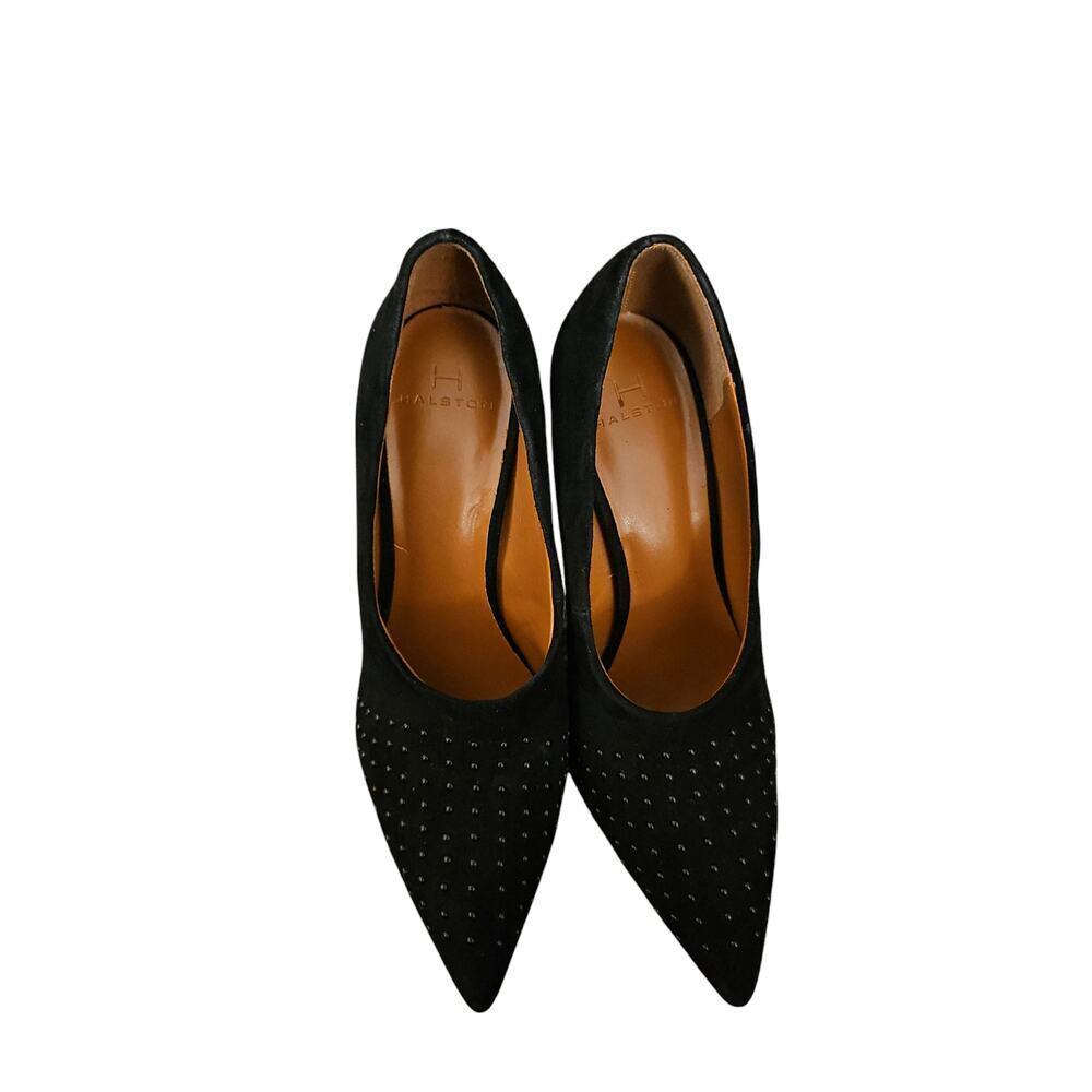 H by Halston Laurel black suede stud heels sz 6.5 SH70 - Picture 2 of 6